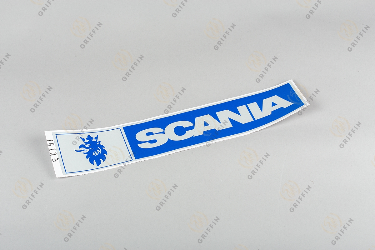 16123 Наклейка уголок "Scania" светоотражающая (полоска синяя) левая сторона
